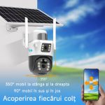 Camera de Supraveghere cu Panou Solar ,PTZ 4G ,TSS-T4 cu Lentile Multiple ,Ultra HD, IR 20m ,10X Zoom, Detectia Miscarii, Slot Card ,App V380Pro - imagine 5