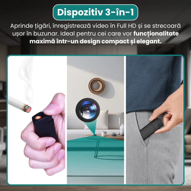 Conector USB bricheta cu camera video ascunsa pentru transfer date si incarcare