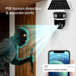 Camera de Supraveghere cu Panou Solar, PTZ 4G, TSS-T9, cu Lentile Multiple, Ultra HD, IR 20m, 10X Zoom, Detectia Miscarii, Slot Card, App V380 PRO, Alb/Negru - imagine 3