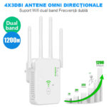 Amplificator Semnal WiFi, U10-1200M, 4 Antene, 1200 Mbps, Range Extender WiFi, Retea 2.4/5G, Conexiune WPA/WPA2, WPS, Port LAN, Alb - imagine 7