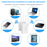 Amplificator Semnal WiFi, U10-1200M, 4 Antene, 1200 Mbps, Range Extender WiFi, Retea 2.4/5G, Conexiune WPA/WPA2, WPS, Port LAN, Alb - imagine 4
