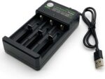 Incarcator universal USB ,pentru 3 acumulatori 3.7V Li-ion 18650, indicator LED, negru - imagine 2