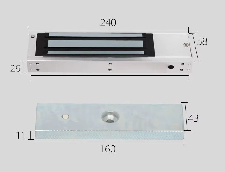 Dimensiuni si cote de montaj electromagnet de forta TSS-Y350S 240x58x29 mm