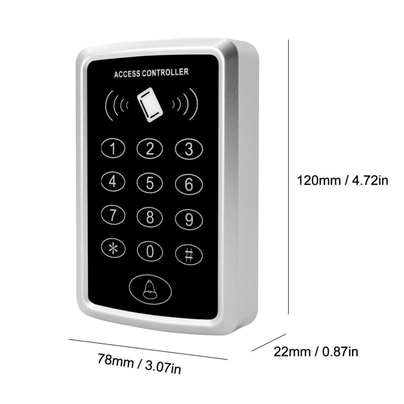 Tastatura control acces TSS-323E - dimensiuni si cote montaj 120 x 78 x 22 mm
